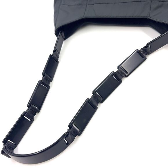 Prada Triangle Logo Plate Nylon Gray X Black Shoulder Bag Silver - Picture 11 of 14